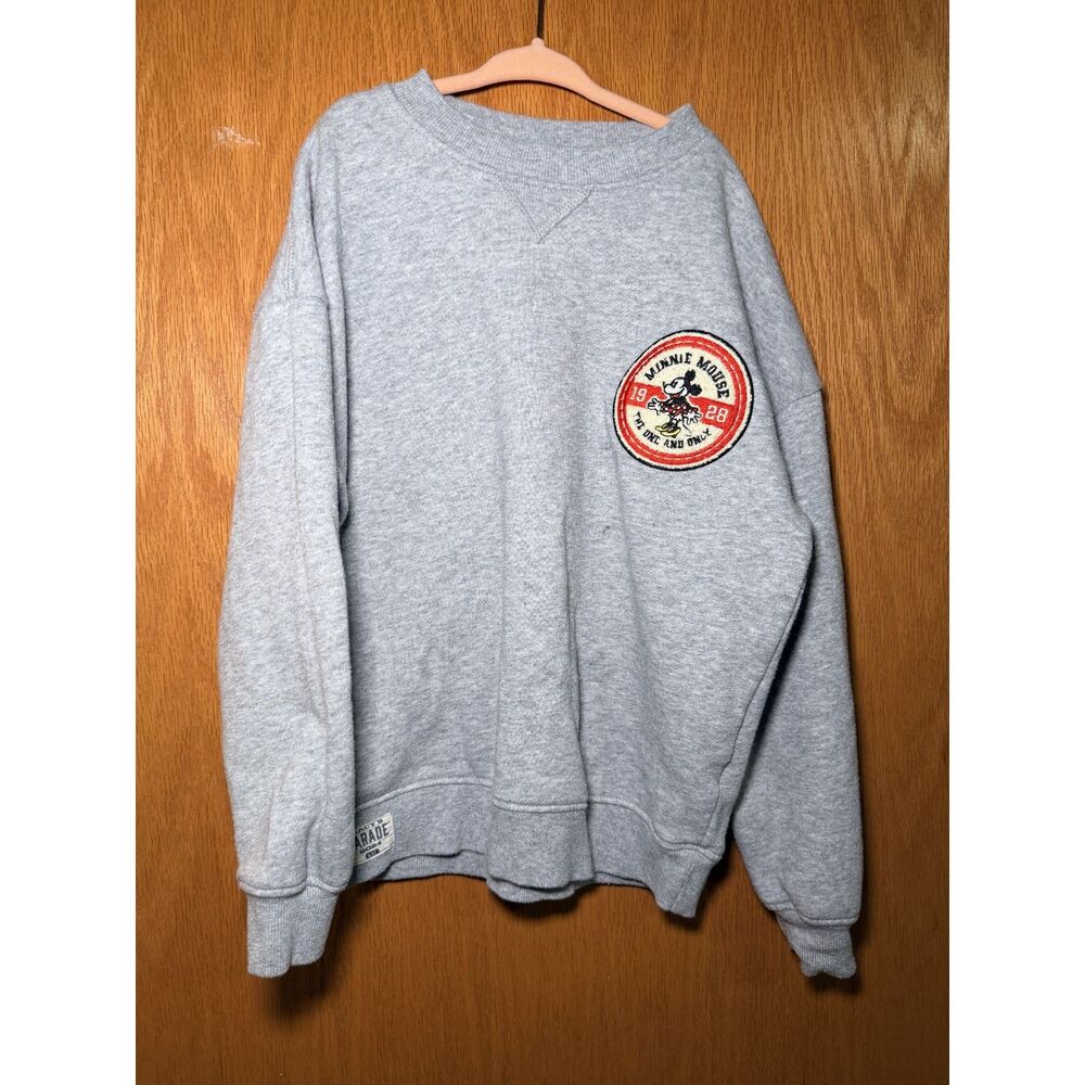 Disney Minnie Mouse Patch Gray Sweatshirt Size S